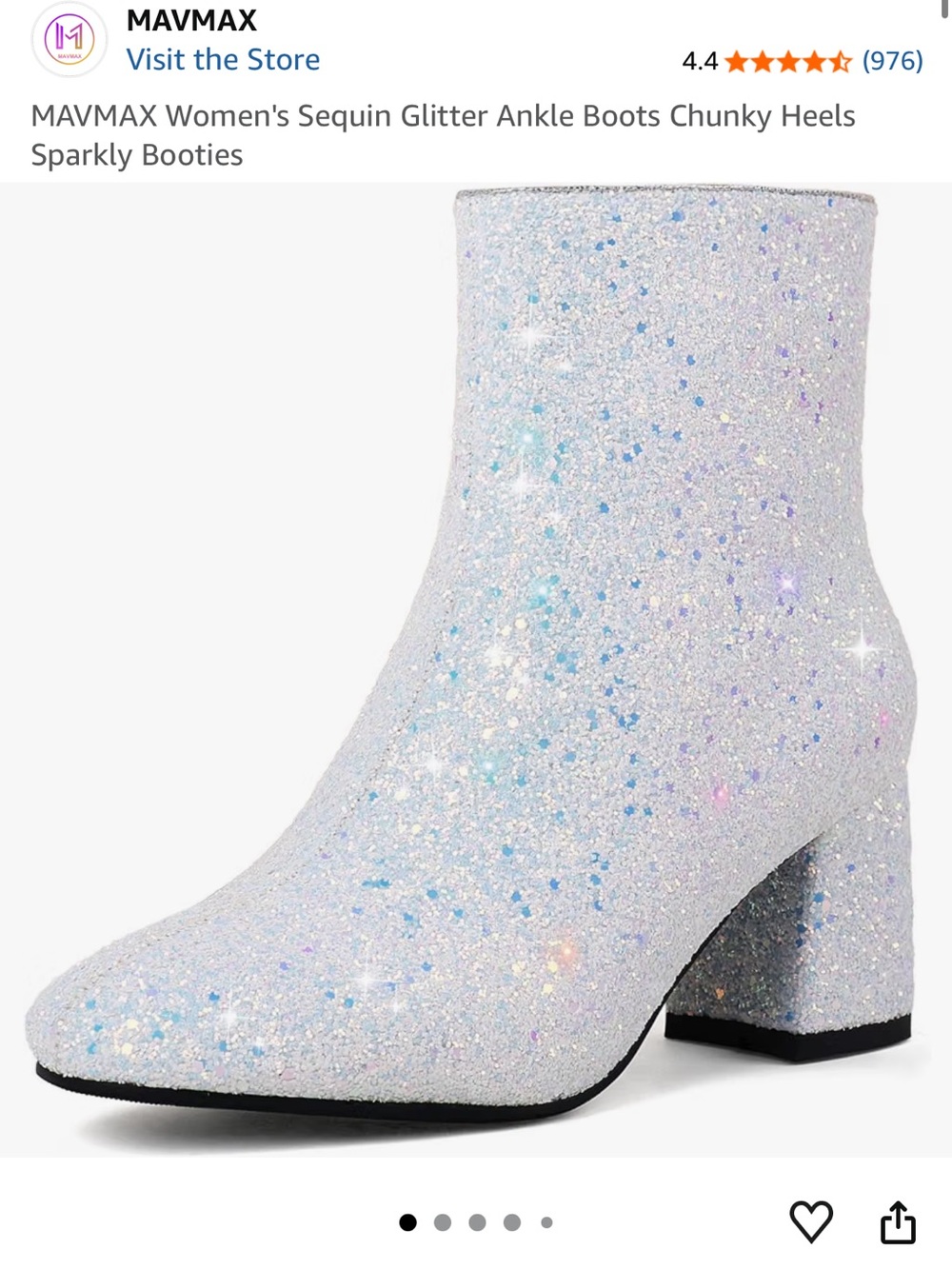 Iridescent White Sequin Ankle Boots